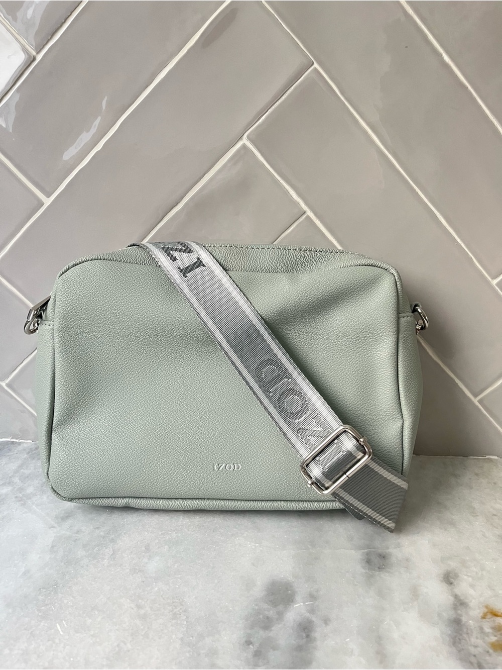 Izod Mint Green Crossbody Bag with Gray Branded Strap